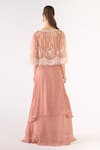 Shop_Basanti - Kapde Aur Koffee_Pink Georgette Beads, Cut Work V-, Round Embroidered Lehenga Set _at_Aza_Fashions