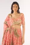 Basanti - Kapde Aur Koffee_Peach Organza Sequins Scoop Neck Embroidered Lehenga Set _Online_at_Aza_Fashions