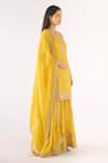 Basanti - Kapde Aur Koffee_Yellow Brocade Sequins, Zari, Embroidery Round Neck Banarasi Sharara Set _Online_at_Aza_Fashions