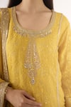 Shop_Basanti - Kapde Aur Koffee_Yellow Brocade Sequins, Zari, Embroidery Round Neck Banarasi Sharara Set _Online_at_Aza_Fashions