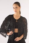 Basanti - Kapde Aur Koffee_Black Georgette Sequins, Beads Round Neck Embroidered Sharara Set _at_Aza_Fashions