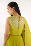 Basanti - Kapde Aur Koffee_Lime Tissue Sequins V-neck Blouse And Embroidered Lehenga Set _Online_at_Aza_Fashions