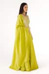 Buy_Basanti - Kapde Aur Koffee_Lime Tissue Sequins V-neck Blouse And Embroidered Lehenga Set _Online_at_Aza_Fashions