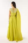 Shop_Basanti - Kapde Aur Koffee_Lime Tissue Sequins V-neck Blouse And Embroidered Lehenga Set _at_Aza_Fashions
