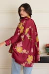 Shop_Juanita By Shubhda_Maroon Silk Collared Gia Floral Pattern Shirt _at_Aza_Fashions