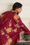 Shop_Juanita By Shubhda_Maroon Silk Collared Gia Floral Pattern Shirt 