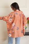 Shop_Juanita By Shubhda_Peach Silk Embroidery Collared Gia Salmon Floral Pattern Shirt _at_Aza_Fashions