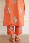 Buy_Juanita By Shubhda_Orange Silk Embroidery V-neck Amber Printed Kurta With Pant _Online_at_Aza_Fashions