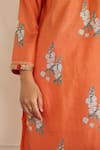Juanita By Shubhda_Orange Silk Embroidery V-neck Amber Printed Kurta With Pant _at_Aza_Fashions