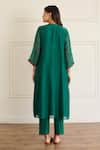 Shop_Juanita By Shubhda_Emerald Green Chanderi Embroidery Round Neck Kurta With Pant _at_Aza_Fashions