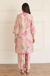 Shop_Juanita By Shubhda_Pink Silk Embroidery Round Neck Toosh Printed Kurta With Pant _at_Aza_Fashions