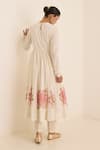 Shop_Juanita By Shubhda_Ivory Cotton Embroidery Round Neck Rani Handwoven Anarkali Set _at_Aza_Fashions