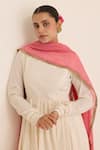 Shop_Juanita By Shubhda_Ivory Cotton Embroidery Round Neck Rani Handwoven Anarkali Set 