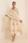 Buy_Juanita By Shubhda_Ivory Chanderi Embroidery V-neck Ava Floral Print Kurta Pant Set _at_Aza_Fashions