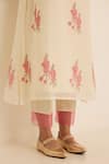 Shop_Juanita By Shubhda_Ivory Chanderi Embroidery V-neck Ava Floral Print Kurta Pant Set 