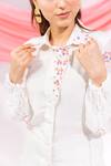 Leela By A_White Muslin Embroidery Collared Placement Shirt With Pant _Online_at_Aza_Fashions