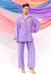 Buy_Leela By A_Purple Muslin Embroidery Collared Shirt With Pant _at_Aza_Fashions