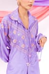 Leela By A_Purple Muslin Embroidery Collared Shirt With Pant _Online