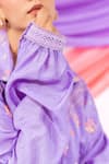 Buy_Leela By A_Purple Muslin Embroidery Collared Shirt With Pant _Online