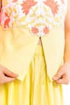 Leela By A_Lime Muslin, Linen, Satin Embroidery V-neck Waistcoat With Skirt _Online_at_Aza_Fashions