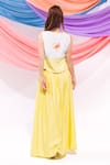 Shop_Leela By A_Lime Muslin, Linen, Satin Embroidery V-neck Waistcoat With Skirt _at_Aza_Fashions