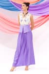 Buy_Leela By A_Purple Muslin Embroidery Round Neck Waistcoat With Skirt 