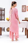 Shop_Leela By A_Pink Satin, Chiffon Tassels, Embroidery Placement Hand Kurta With Harem Pant _at_Aza_Fashions