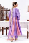 Shop_Leela By A_Pink Muslin Embroidery, Lace V-neck Floral Anarkali Set _at_Aza_Fashions