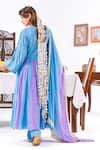 Shop_Leela By A_Blue Muslin Embroidery, Lace V-neck Floral Anarkali Set _at_Aza_Fashions