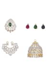 Sica Jewellery_Green 925 Silver 3-way Jhumki Earrings _Online_at_Aza_Fashions
