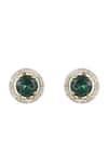 Shop_Sica Jewellery_Green Stones 925 Silver Emerald Studs _at_Aza_Fashions