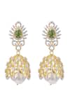 Shop_Sica Jewellery_Green Crystals 925 Silver Eraya Earrings _at_Aza_Fashions