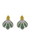 Shop_Sica Jewellery_Green Stones 925 Silver Olivia Earrings _at_Aza_Fashions