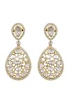 Shop_Sica Jewellery_Yellow Stones 925 Silver Moissanite Polki Spiti Earrings _at_Aza_Fashions