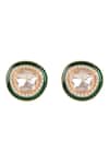 Shop_Sica Jewellery_Green 925 Silver Meena Moissanite Polki Earrings _at_Aza_Fashions