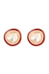 Shop_Sica Jewellery_Red 925 Silver Meena Moissanite Polki Earrings _at_Aza_Fashions
