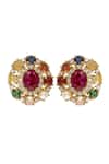 Shop_Sica Jewellery_Multi Color Diamonds 925 Silver Moissanite Polki Navratna Earrings _at_Aza_Fashions
