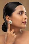 Buy_Sica Jewellery_Green Diamonds 925 Silver Moissanite Polki Vijaya Earrings _at_Aza_Fashions