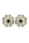 Shop_Sica Jewellery_Green Diamonds 925 Silver Moissanite Polki Vijaya Earrings _at_Aza_Fashions