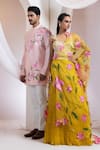 Smriti By Anju Agarwal_Yellow Silk, Chinon Sequins, Embroidery, Sunlit Grove Lehenga And Bralette Set _at_Aza_Fashions