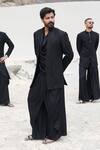 Shop_Amit Arora_Black Polyester, Twill, Modal Embroidery Hand Jacket With Kurta Set _at_Aza_Fashions