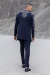 Shop_Amit Arora_Navy Polyester, Modal Embroidery Hand Jacket With Kurta Set _at_Aza_Fashions