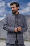 Shop Amit Arora Gray Polyester, Lycra, Knit, Twill Embroidery Hand Sherwani Jacket Kurta Set Online at Aza Fashions Shop_Amit Arora_Gray Polyester, Lycra, Knit, Twill Embroidery Hand Sherwani Jacket Kurta Set _Online_at_Aza_Fashions