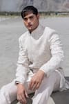 Shop Amit Arora Pink Polyester, Twill, Modal Embroidery Sherwani Jacket Set Online at Aza Fashions Shop_Amit Arora_Pink Polyester, Twill, Modal Embroidery Sherwani Jacket Set _Online_at_Aza_Fashions