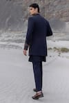 Shop Amit Arora Navy Polyester, Knit, Modal, Twill Embroidery Floral Hand Sherwani Jacket Set at Aza Fashions Shop_Amit Arora_Navy Polyester, Knit, Modal, Twill Embroidery Floral Hand Sherwani Jacket Set _at_Aza_Fashions