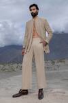 Buy Amit Arora Beige Cotton Embroidery Monotone Hand Jacket Set at Aza Fashions Buy_Amit Arora_Beige Cotton Embroidery Monotone Hand Jacket Set_at_Aza_Fashions