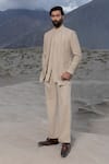 Buy Amit Arora Beige Cotton Embroidery Monotone Hand Jacket Set Online at Aza Fashions Buy_Amit Arora_Beige Cotton Embroidery Monotone Hand Jacket Set_Online_at_Aza_Fashions