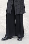 Amit Arora_Black Polyester, Knit, Modal, Twill Embroidery Monotone Hand Shewani With Pant _Online_at_Aza_Fashions