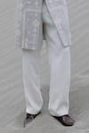 Amit Arora_Gray Knit, Modal, Twill Embroidery Hand Sherwani With Pant _Online_at_Aza_Fashions