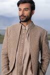 Buy_Amit Arora_Beige Polyester, Knit, Silk Embroidery Hand Opean Jacket With Kurta Set 